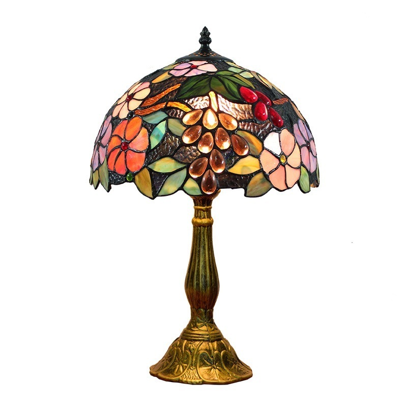 Retro Living Room Bedroom Bedside Stained Glass 12-inch Stained Glass Table Lamp