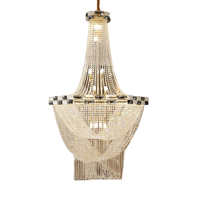 Modern Crystal Candle Chandelier Decorative Light Luxury Hollow Large Project Light for Villa Duplex Living Room Hotel Lobby