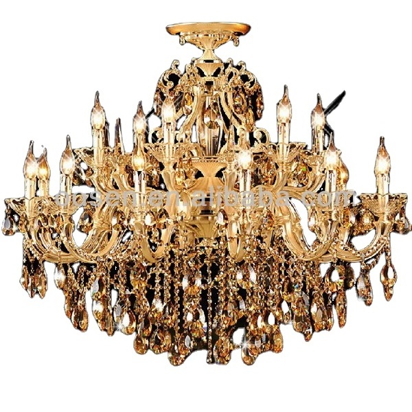 Luxury Antique Classic Living Room Gold Pendant Light K9 Crystal High Ceiling Pendant Lamp Crystal Chandelier