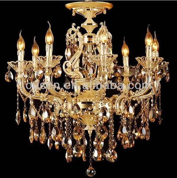 Luxury Antique Classic Living Room Gold Pendant Light K9 Crystal High Ceiling Pendant Lamp Crystal Chandelier