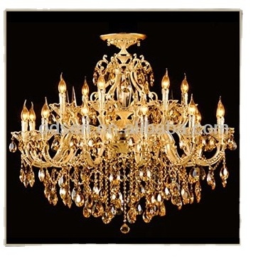 Luxury Antique Classic Living Room Gold Pendant Light K9 Crystal High Ceiling Pendant Lamp Crystal Chandelier