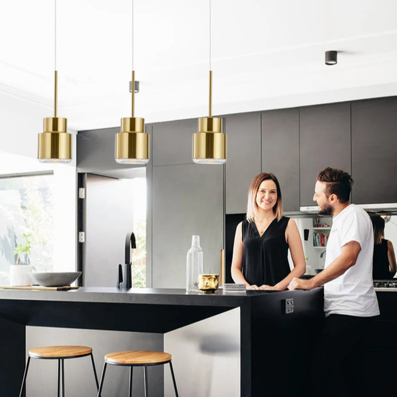 Indoor Bronze Hotel Household Gold Chandelier Pendant Lamp Golden Kitchen Island Hanging Lights for Home Led Ceiling Light