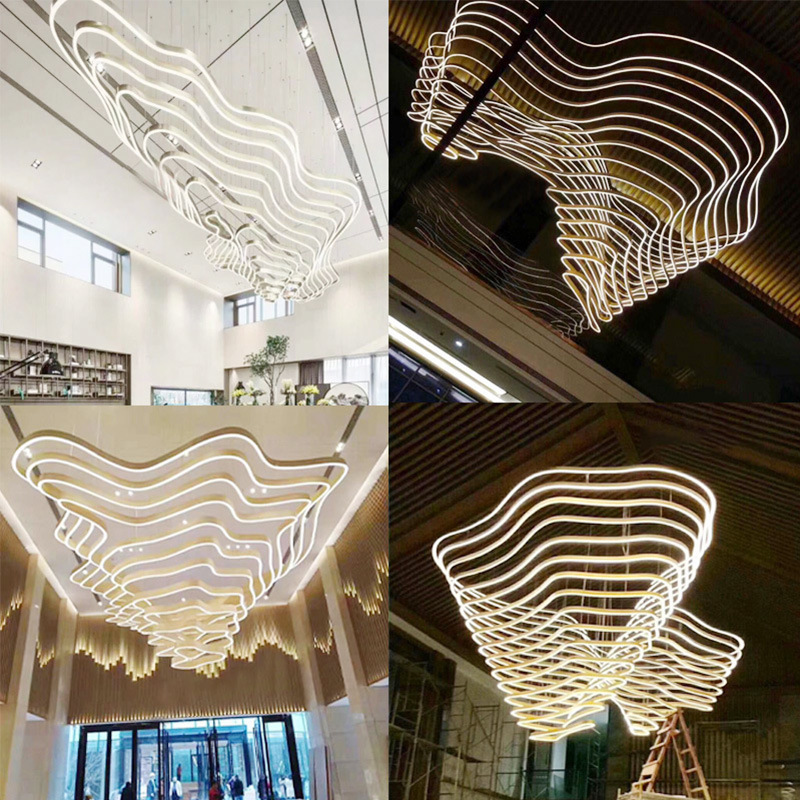 Huge LED Ceiling Pendant Lamp Modern Circle Ring Chandelier Interior Lighting