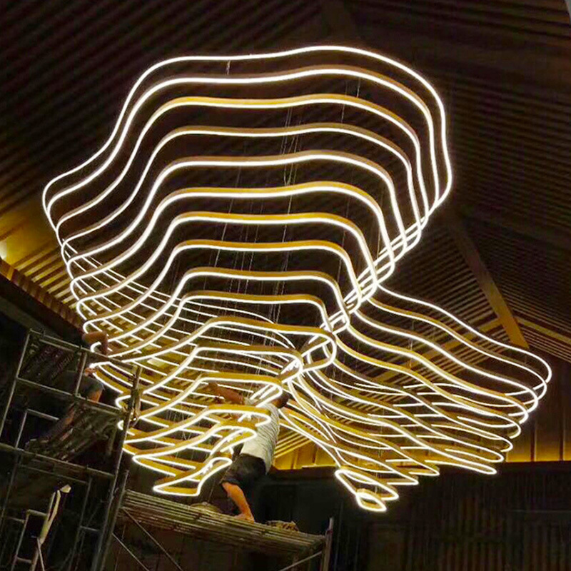 Huge LED Ceiling Pendant Lamp Modern Circle Ring Chandelier Interior Lighting