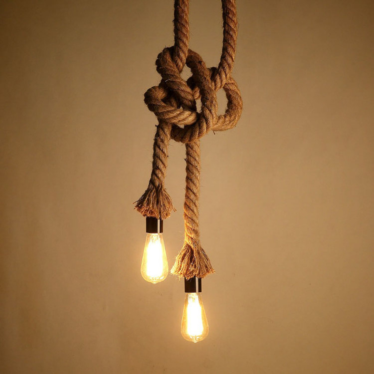 popular industrial fancy hemp rope lamp edison pendant light