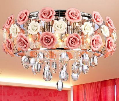 Chinese Style Modern Chandelier Color Glass Flower Ceiling Light