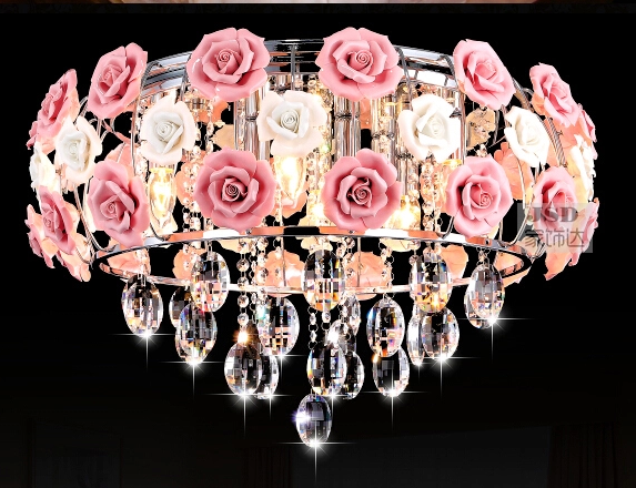 Chinese Style Modern Chandelier Color Glass Flower Ceiling Light