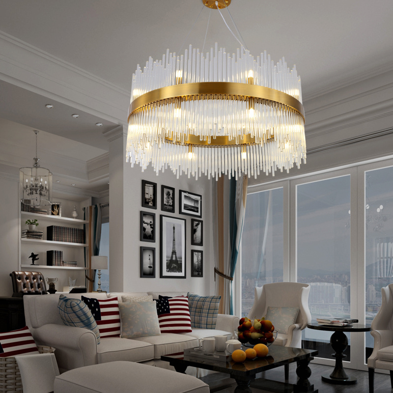 Zhongshan factory supplier modern light fixtures big led round gold chandelier pendant lights