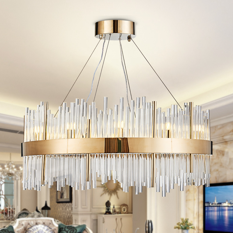 Zhongshan factory supplier modern light fixtures big led round gold chandelier pendant lights