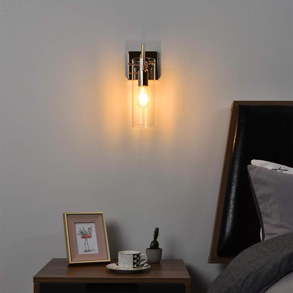 Contemporary Metal Base Clear Glass Shade Sconce 1 Light Gold Wall Lamp