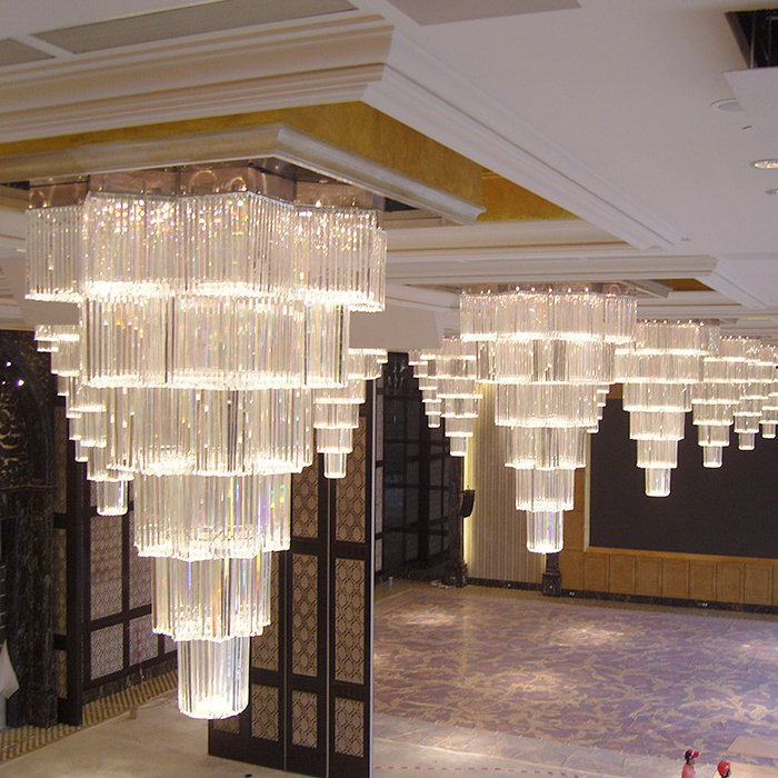 Big Hotel Project Large Custom Luxury Hotel Ceiling Flush Mount Lighting Banquet Hall Crystal Chandelier