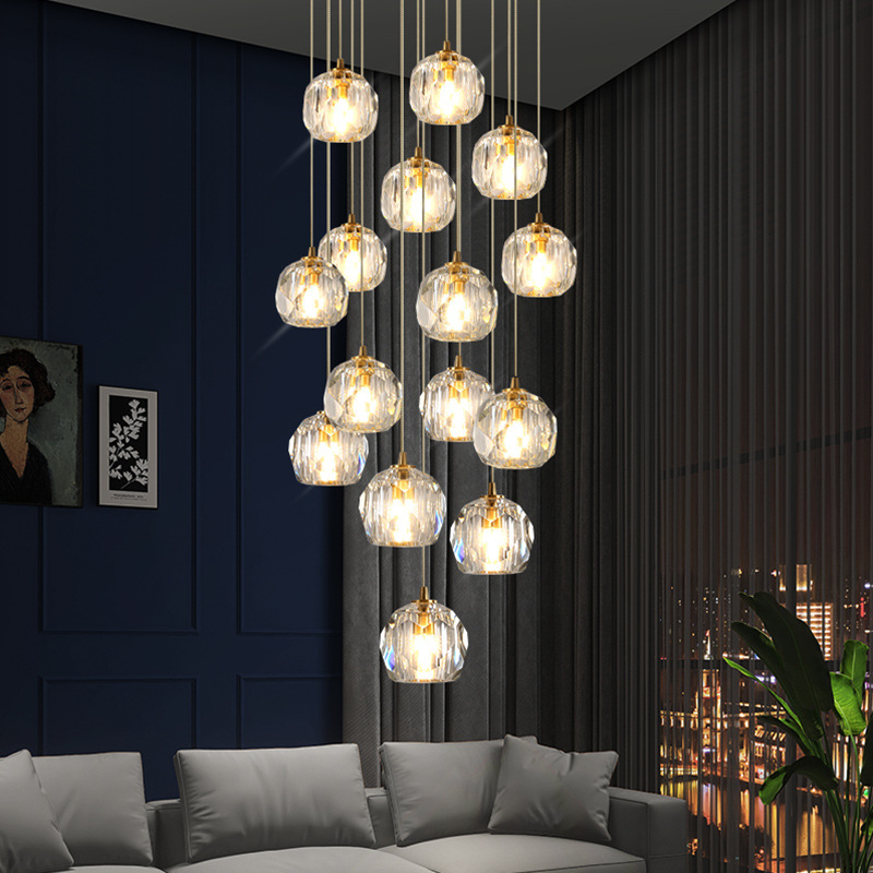 Modern Moroccan Style Lighting Fixtures Hanging Pendant Light Staircase Crystal Chandelier for Living Room Hotel Lobby