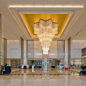 Big Hotel Project Large Custom Luxury Hotel Ceiling Flush Mount Lighting Banquet Hall Crystal Chandelier