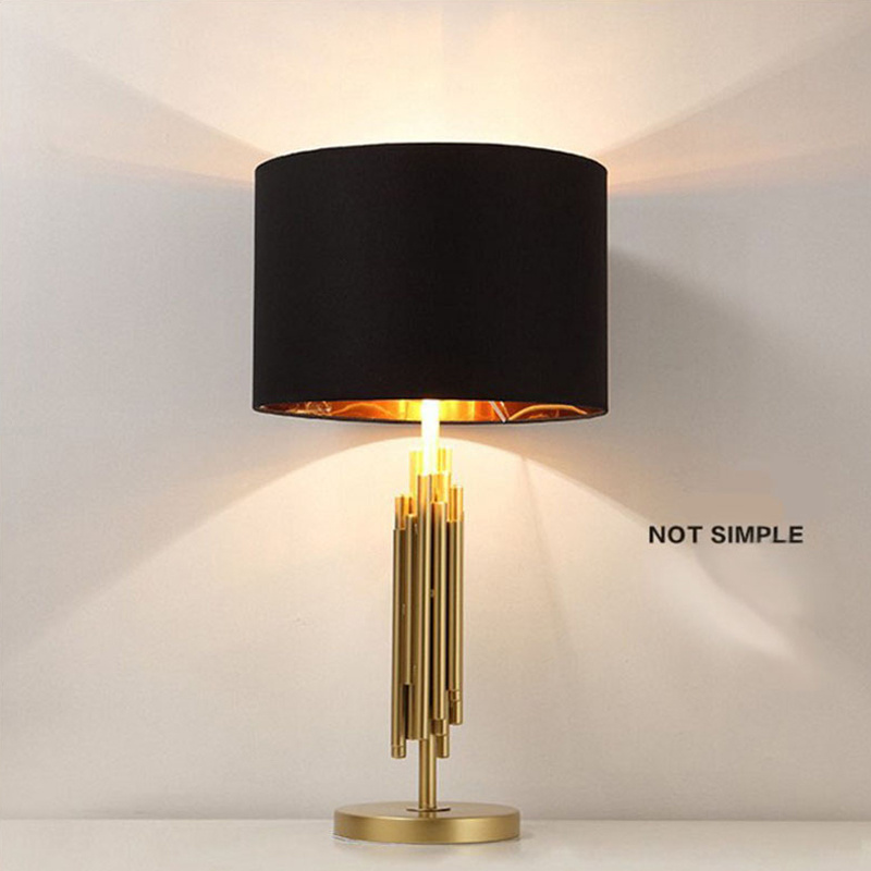 Zhongshan Lighting Black Lampshade Gold Base Light Up Table Lamp For Guest Room