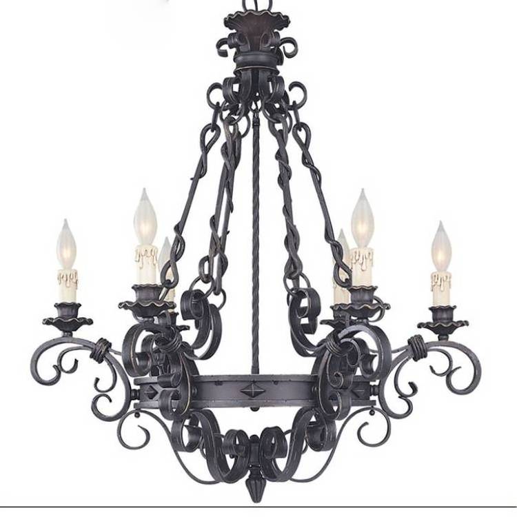 Vintage Black Iron Chandelier 8 Arms Classical Iron Matt Black With Candle Light Chandelier