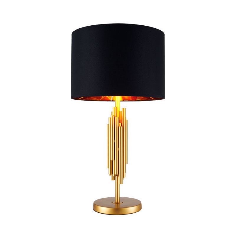 Zhongshan Lighting Black Lampshade Gold Base Light Up Table Lamp For Guest Room