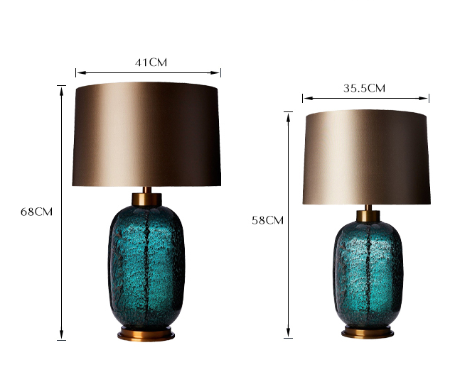 Blue ceramic table lamps with White linen fabric lampshade for home hotel decoration