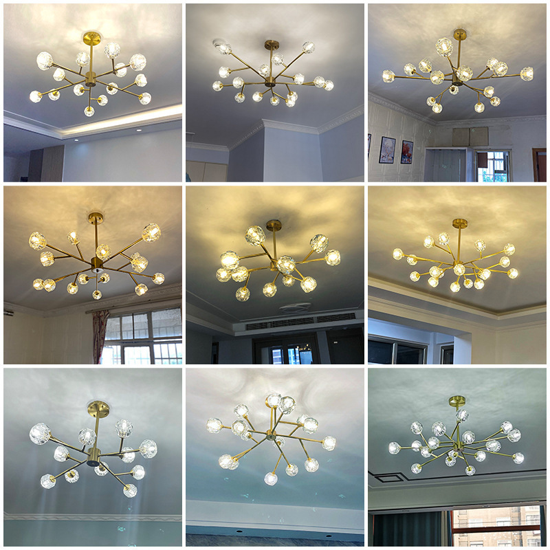 Modern Sputnik Chandelier 18-Lights Pendant Globe Brass Ceiling Lighting Fixture New fashion design crystal chandelier