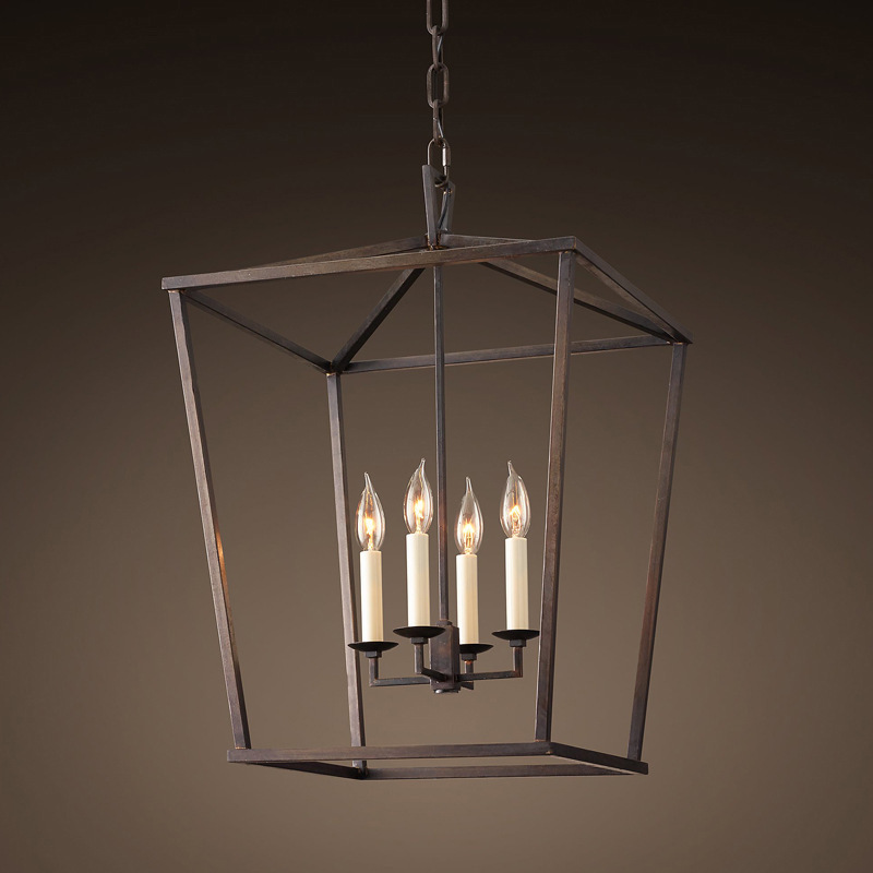 Antique Hallway Entrance Kitchen Island 4-light Lantern Openwork Foyer Industrial Lighting Hanging Ceiling Pendant light