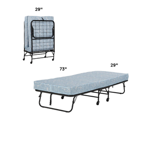 Odyhome DB404 freestanding metal bed base foldable portable folding strip single bed with trundle frame one piece