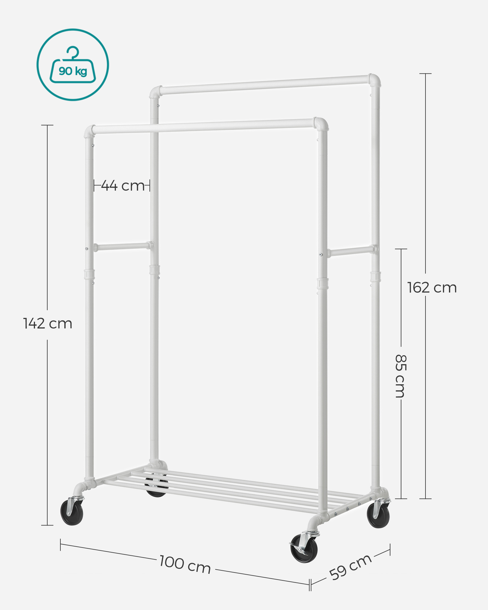 Odyhome double rod garment display rack standing Coat Rack Clothing Drying Racks clothing rail