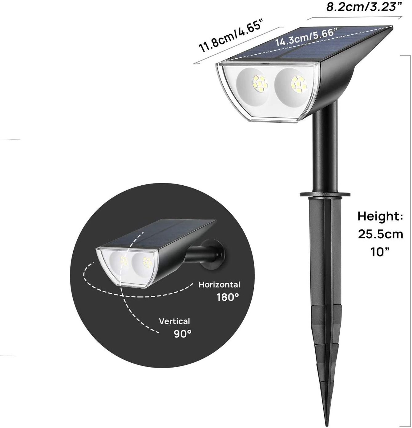 ABS Plastic High Quality Solar Landscape Spotlight IP67 Waterproof Color Changing RGB Solar Powered Garden Security Lights