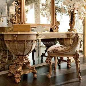 Gorgeous Luxury Design French Marquetry Bedroom Furniture, Neo-Classic Italy Style Wooden and Brass Dressing Table/Dresser