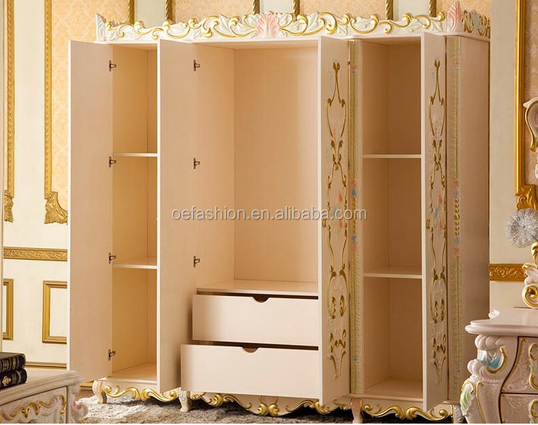 OE-FASHION luxury baroque wooden frame armoire wardrobe bedroom furniture