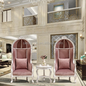 luxury hotel furniture High back wood carving birdcage chair for wedding