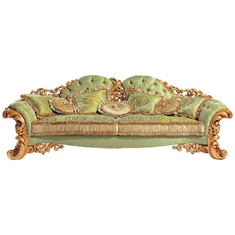 OE-FASHION custom European style living room solid wood carved sofa French shell mosaic fabric sofa luxury villa furniture