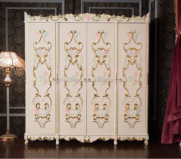 OE-FASHION luxury baroque wooden frame armoire wardrobe bedroom furniture