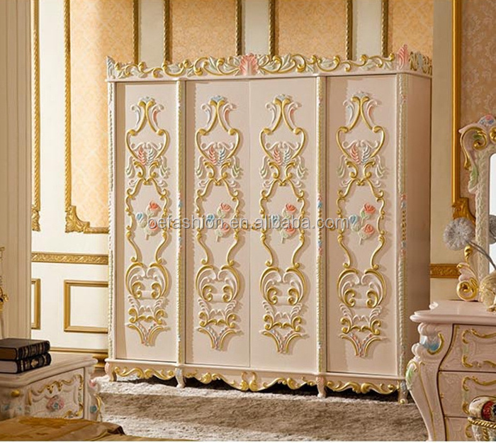 OE-FASHION luxury baroque wooden frame armoire wardrobe bedroom furniture