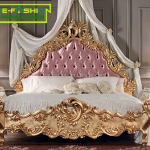 OE-FASHION european classical wood carving bed adult princess bedroom solid wood bed