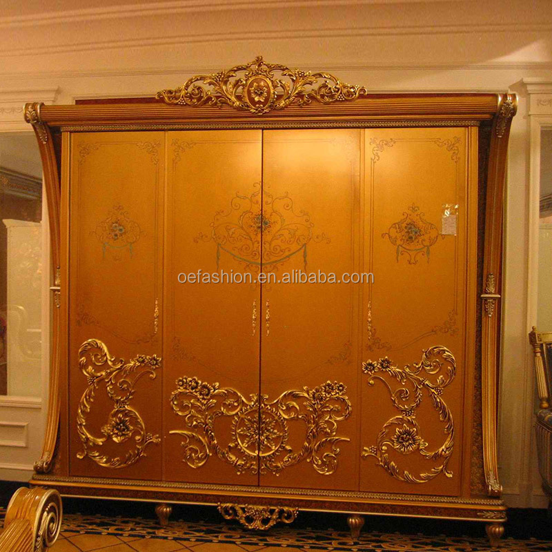 Antique FRENCH STYLE Bedroom Furniture 4 Door solid wood Wardrobe Cabinet