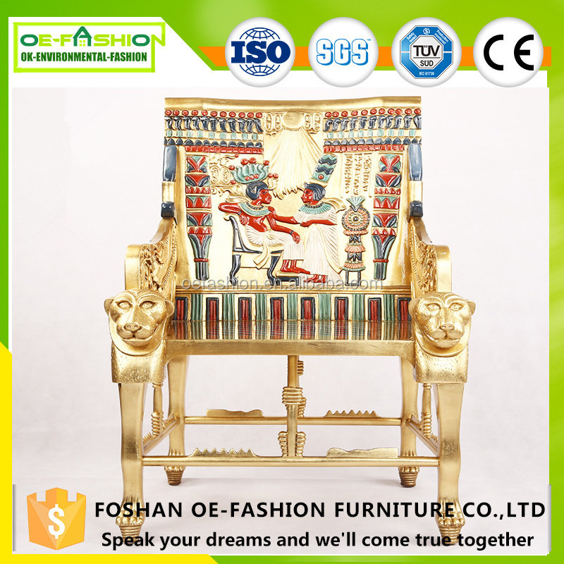 OE-FASHION luxury wooden lion king throne chairs