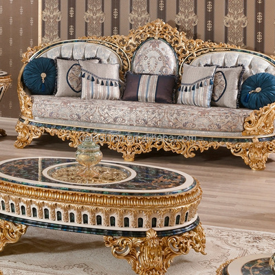 OE-FASHION custom European-style luxury solid wood hand-carved fabric sofa set French villa living room sofa furniture