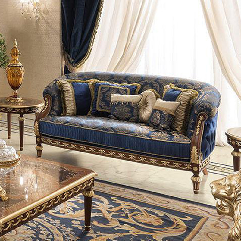 OE-FASHION custom luxury European style best high-end vintage velvet sofa wooden carved furniture design