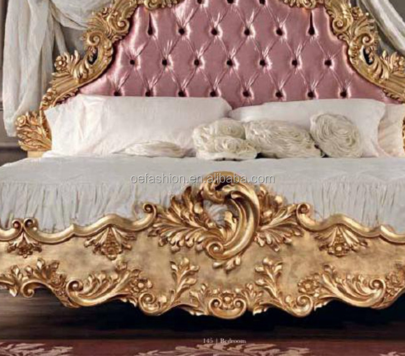 OE-FASHION european classical wood carving bed adult princess bedroom solid wood bed