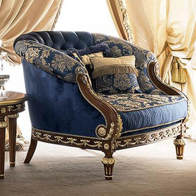 OE-FASHION custom luxury European style best high-end vintage velvet sofa wooden carved furniture design