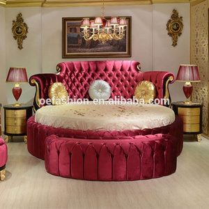 OE-FASHION home customize red double luxury european style antique french romantic wedding round bed