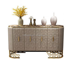 OE-FASHION luxury stainless steel console table with marble top