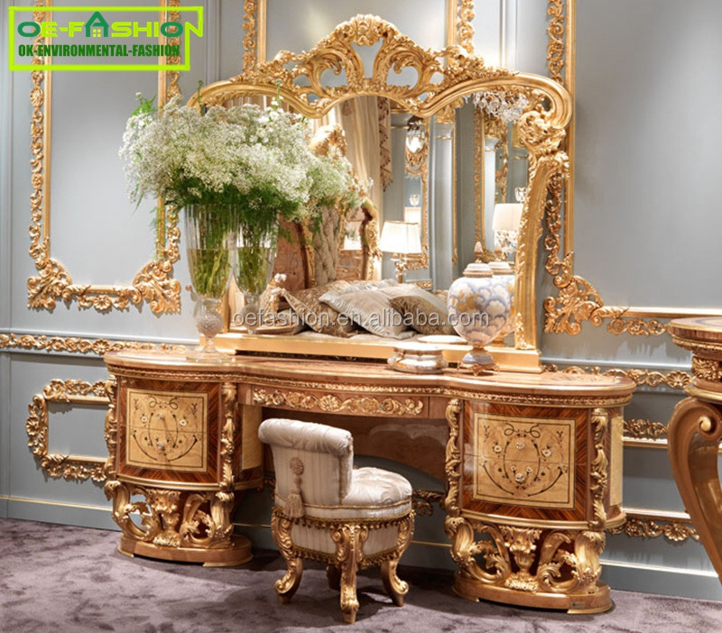 OE-FASHION European luxury wooden make up dressing table with mirror