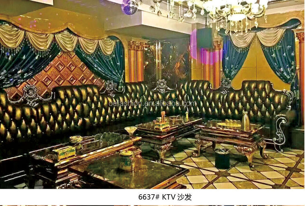 OE-FASHION Customized luxury new classic solid wood carving night club furniture sofas bar nightclub Corner sofa