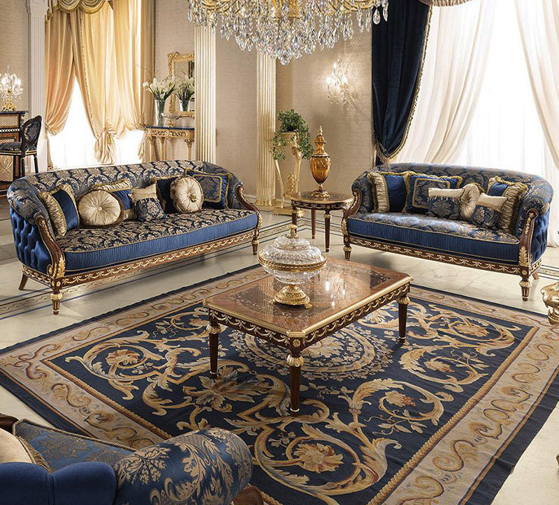 OE-FASHION custom luxury European style best high-end vintage velvet sofa wooden carved furniture design