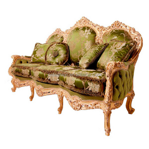 OE-FASHION customized furniture for home European style living room solid wood carved fabric sofa Arc 1+1+3 combination sofa