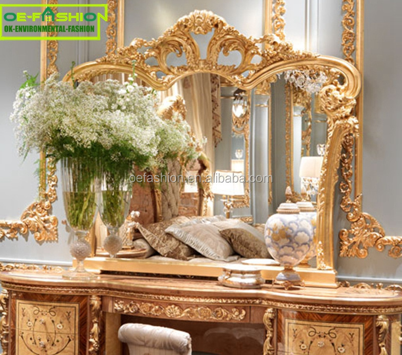 OE-FASHION European luxury wooden make up dressing table with mirror