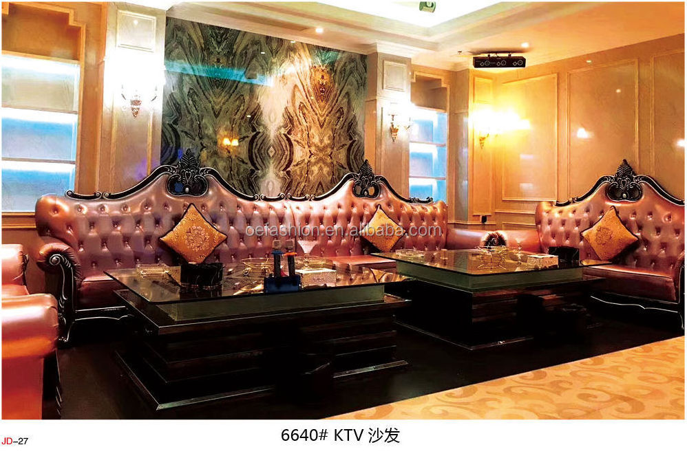 OE-FASHION Customized luxury new classic solid wood carving night club furniture sofas bar nightclub Corner sofa