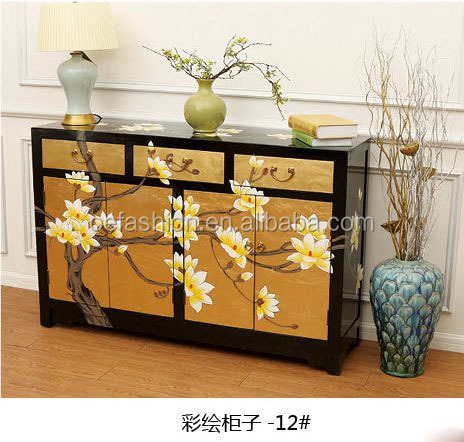 OE-FASHION  custom new classic wood frame hand painted Storage cabinet with 6 drawer for livingroom furniture