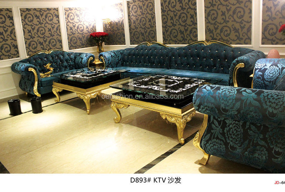 OE-FASHION Customized Luxury European style blue fabric strip club furniture sofa used night club furniture