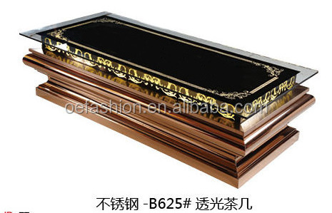 OE-FASHION custom luxury Rectangular double layer gold frame led bar table with glass top  for KTV night club furniture